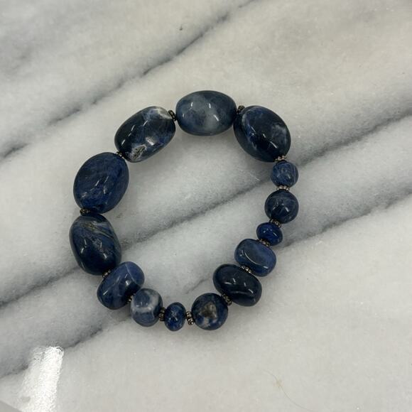 Sodalite stone stretchy bracelet - Picture 2 of 4